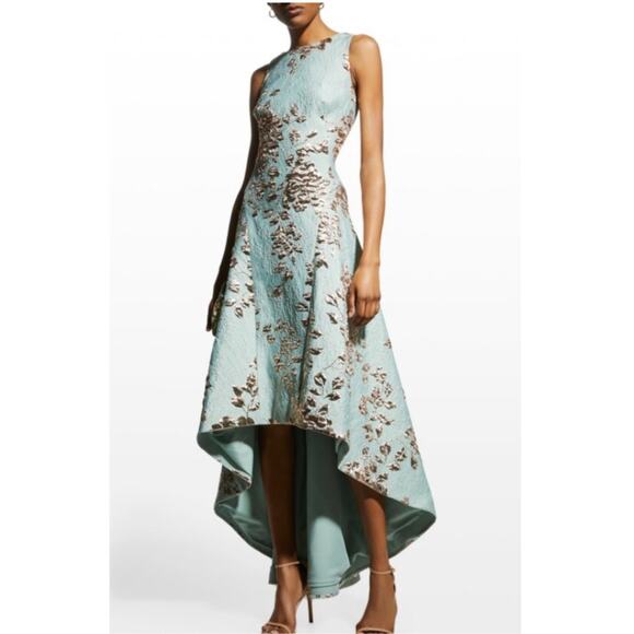 Rickie Freeman For Teri Jon High Low Metallic Jacquard Gown Size 4 Asymmetrical - Picture 5 of 16